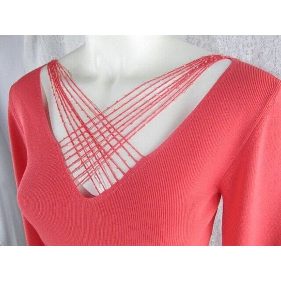 Georgiou Studio Women Pullover V-Neck Sweater w/Beading, P (0-1) - Picture 1 of 13